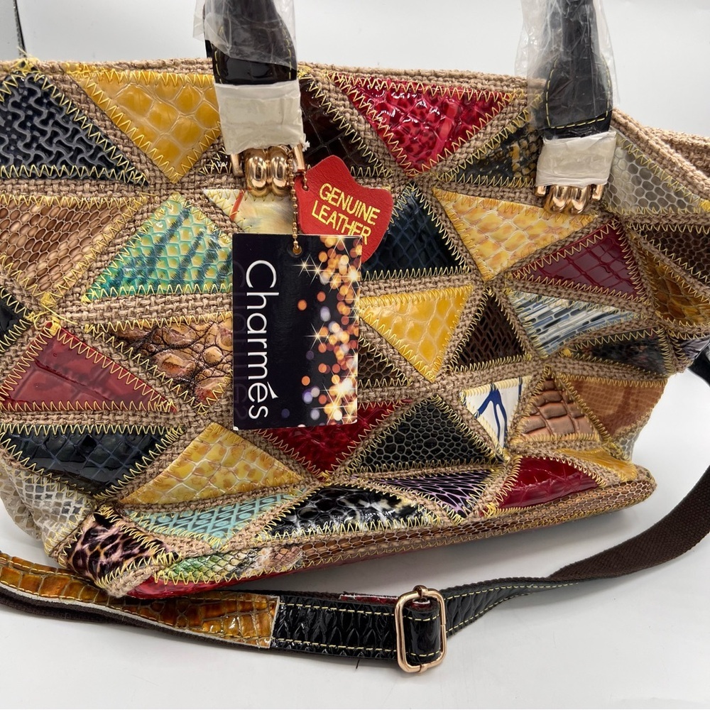 Multicolor Patchwork Leather Bag NWT - image 4